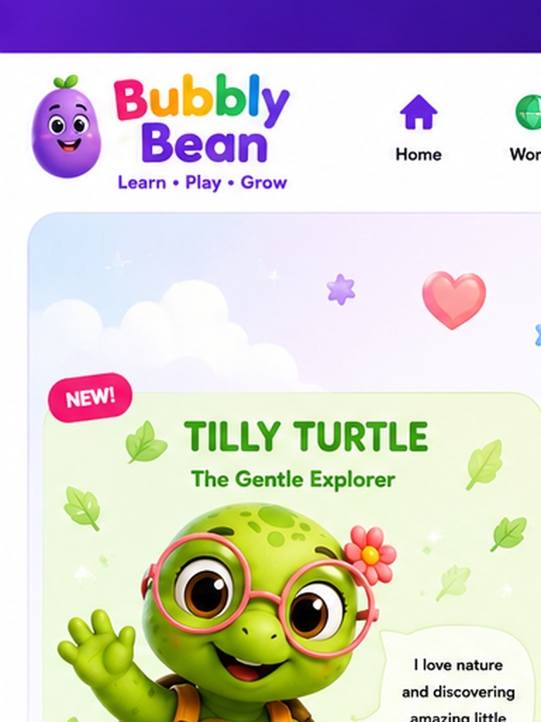 Tilly Turtle full character showcase with expressions and activities